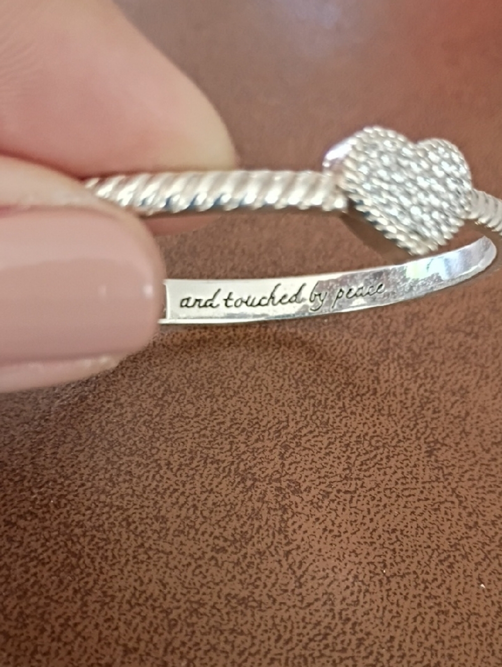 Brighton Celestia Heart Hinged Silver Bangle - Picture 3 of 7